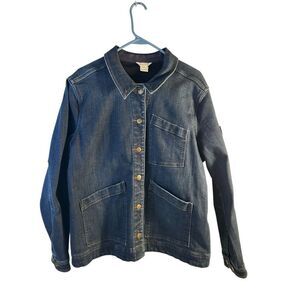 Duluth Trading Company lined jean jacket‎ womens xxl cargo pockets metal buttons